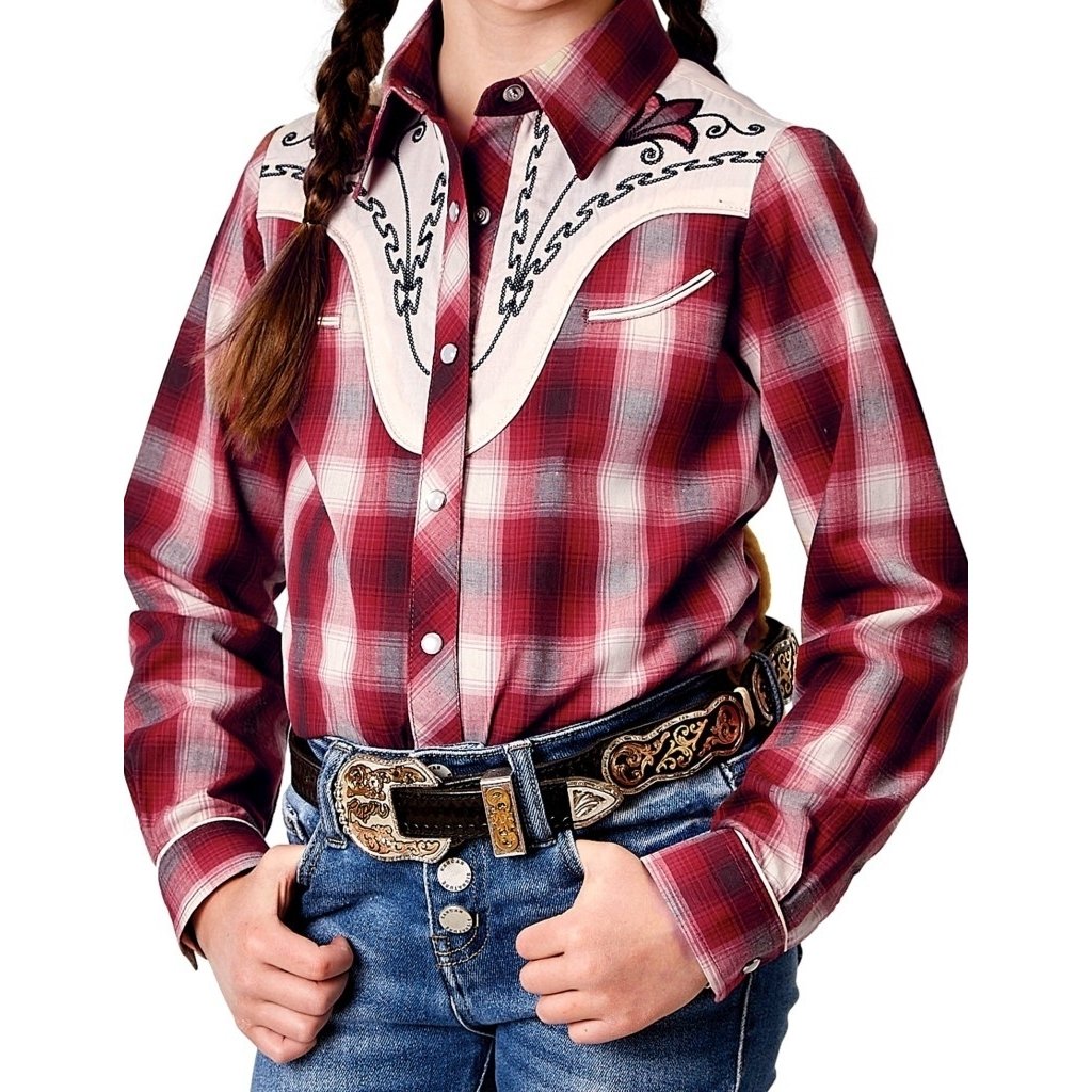 Roper Western Shirt Girls Snap Plaid L/S Red 01-080-0024-3007 RE Image 1