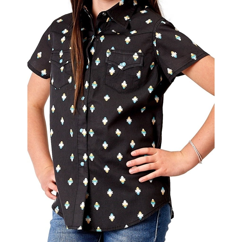 Roper Western Shirt Girls S/S Ombre Aztec Black 03-081-0064-0317 BL Image 1