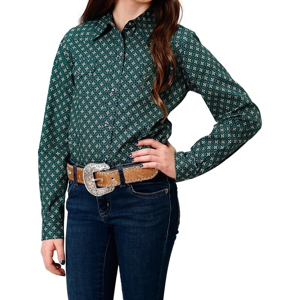 Roper Western Shirt Girls L/S Foulard Print Blue 03-080-0225-1001 BU Image 1