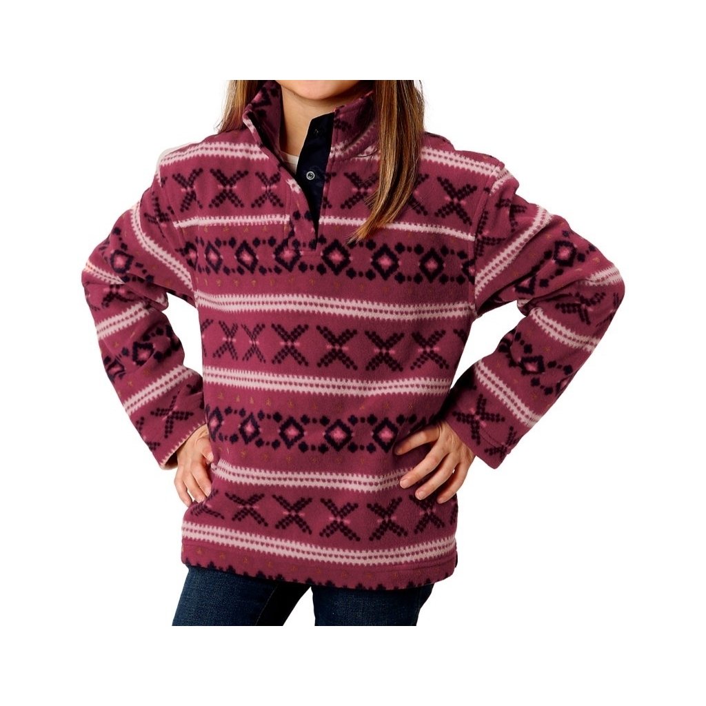 Roper Western Sweatshirt Girls Fleece Aztec Red 03-298-0250-6181 RE Image 1