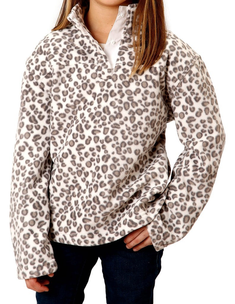 Roper Western Sweatshirt Girls Snow Leopard White 03-298-0250-6182 WH Image 1