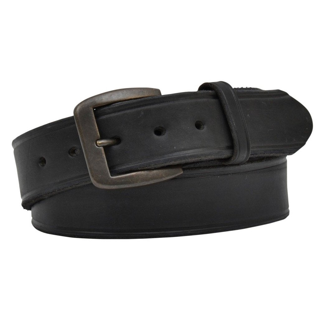 3D Western Belt Mens Embossed Barbed Leather Antique Black D1140 Image 1