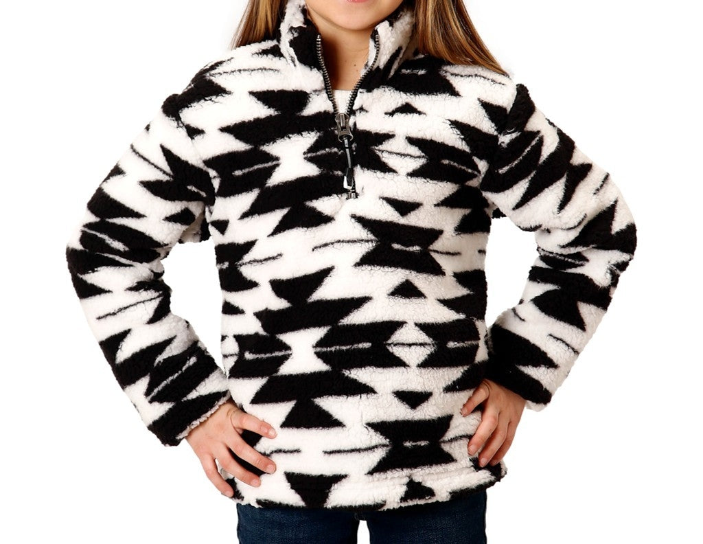 Roper Western Sweatshirt Girls Fuzzy Fleece Black 03-298-0250-6195 BL Image 1