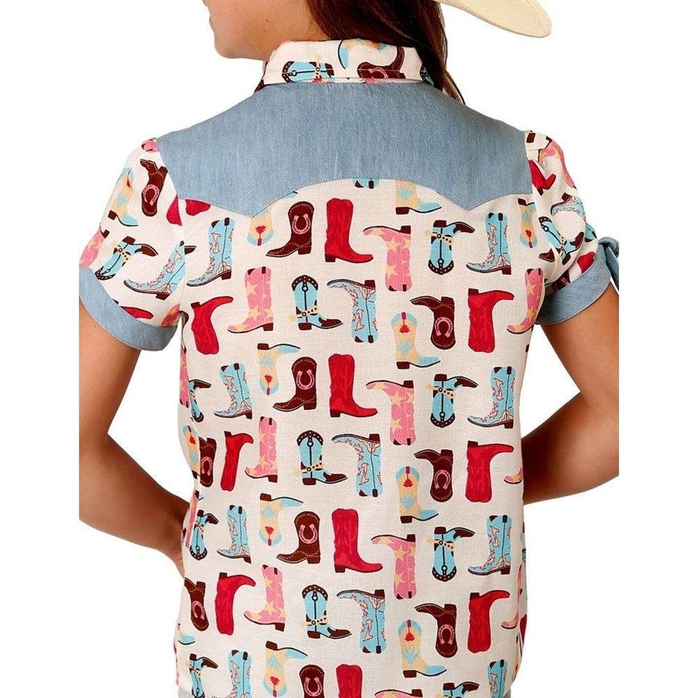 Roper Western Shirt Girls Short Sleeve Multi 03-081-0590-0455 MU Image 2