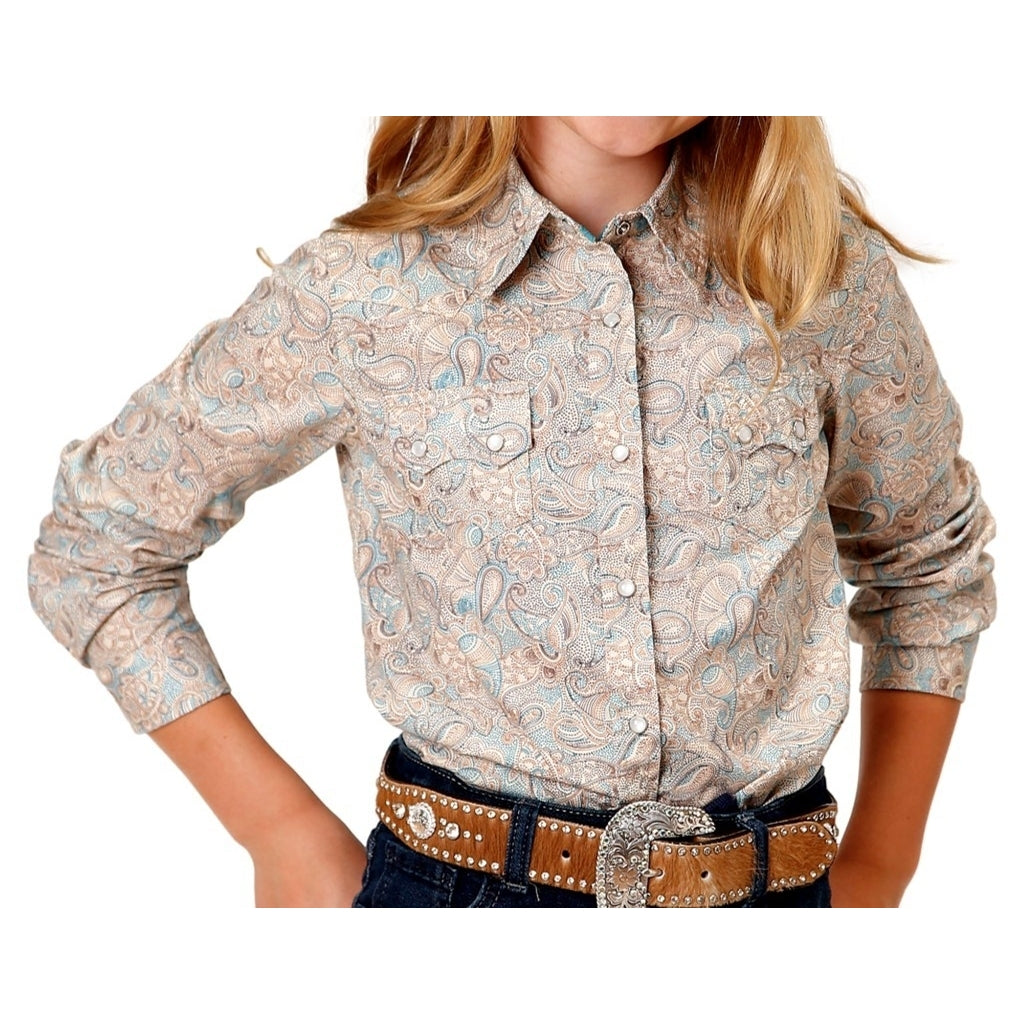 Roper Western Shirt Girls L/S Paisley Snap Brown 03-080-0064-0466 BR Image 1