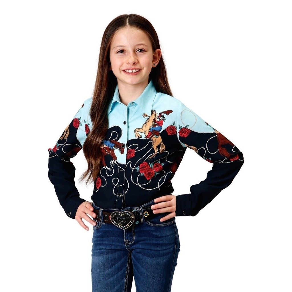 Roper Western Shirt Girls Cowgirl L/S Black 03-080-0590-6114 BL Image 1