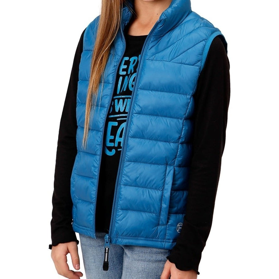 Roper Western Vest Girls Zip Poly Quilted Blue 03-298-0685-6139 BU Image 1