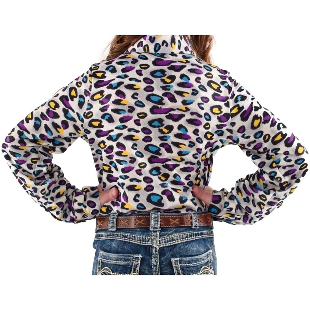 Cowgirl Tuff Western Shirt Girls L/S Leopard Button Multi-Color 100611 Image 2