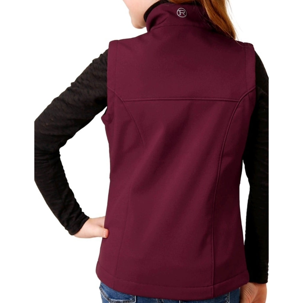 Roper Western Vest Girls Softshell Zip Logo Wine 03-298-0781-6146 WI Image 2