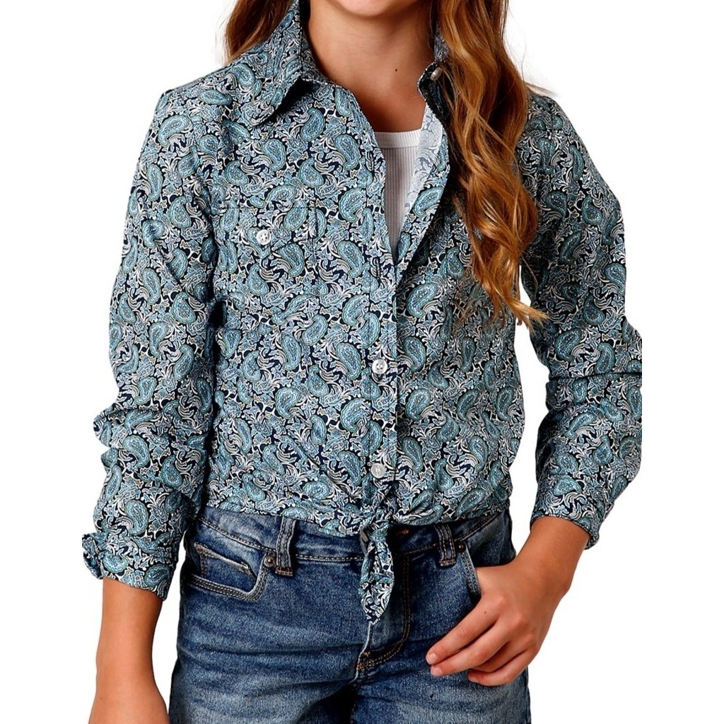 Roper Western Shirt Girls Long Sleeve Blue 03-080-0325-4025 BU Image 1