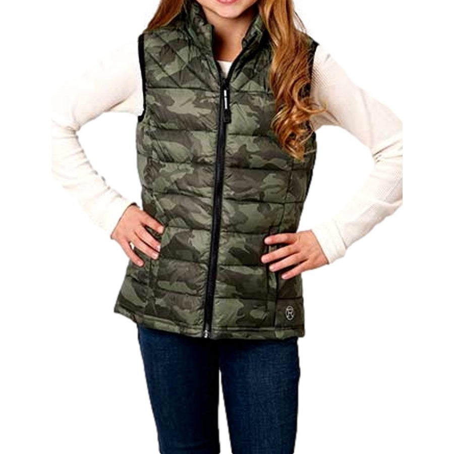 Roper Western Vest Girls Lightweight Camo Green 03-298-0685-6134 GR Image 1