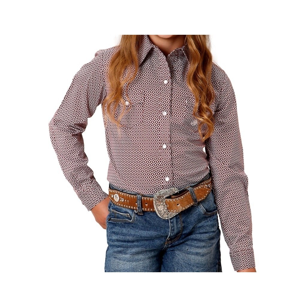 Roper Western Shirt Girls L/S Snap Diamond Red 03-080-0225-4026 RE Image 1