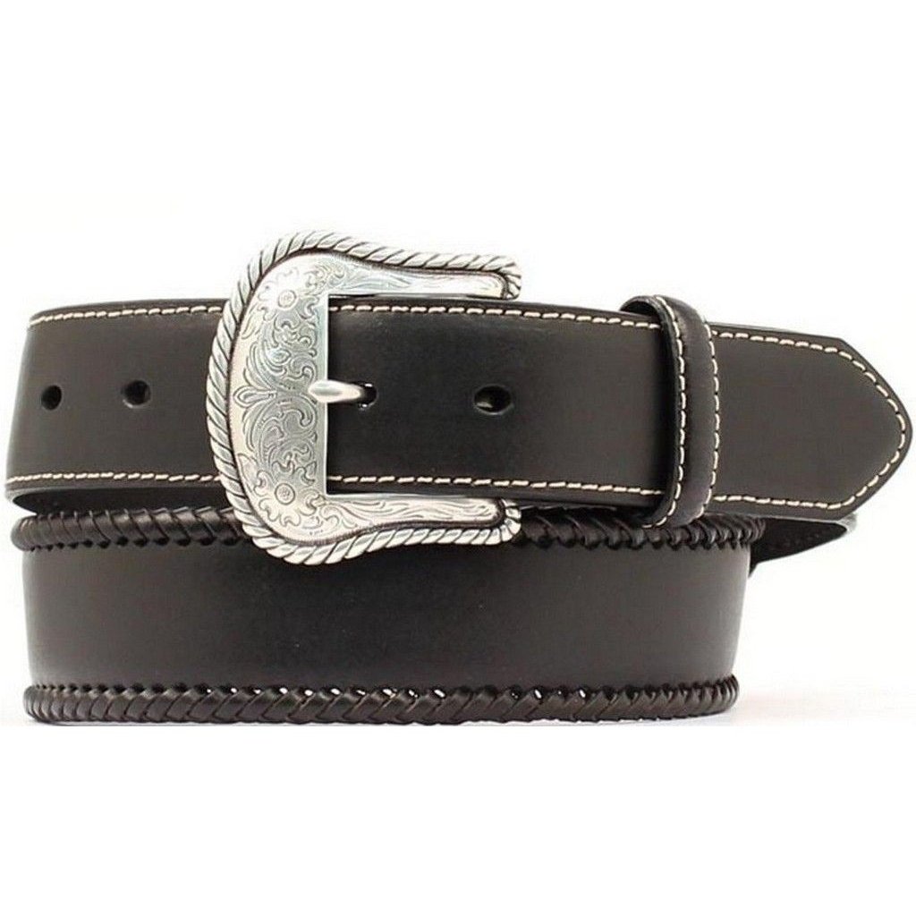 Nocona Western Belt Mens Leather Top Hand Laced Black N2475601 Image 1