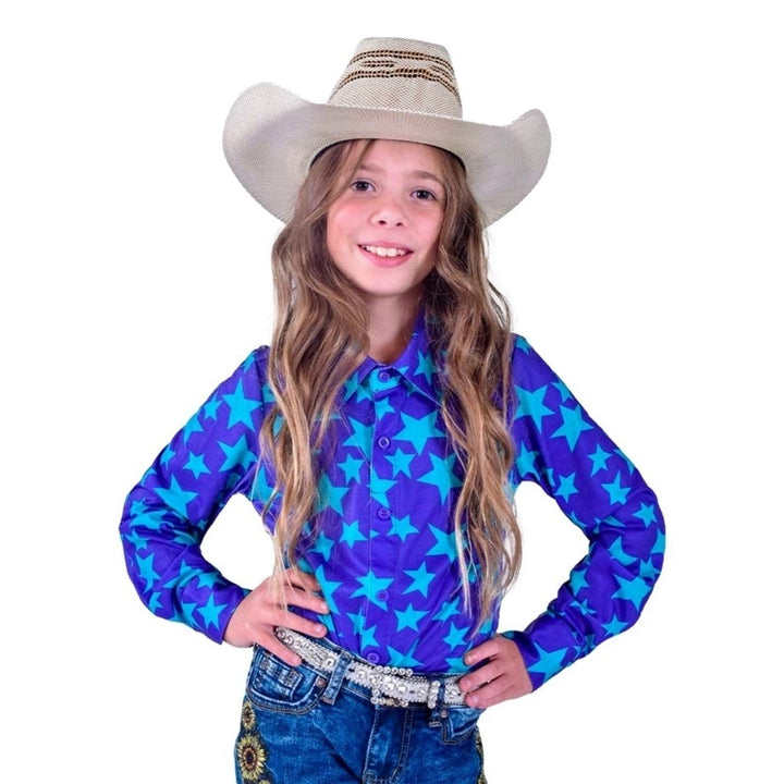 Cowgirl Tuff Western Shirt Girls Stars Button L/S Specialty F00512 Image 1