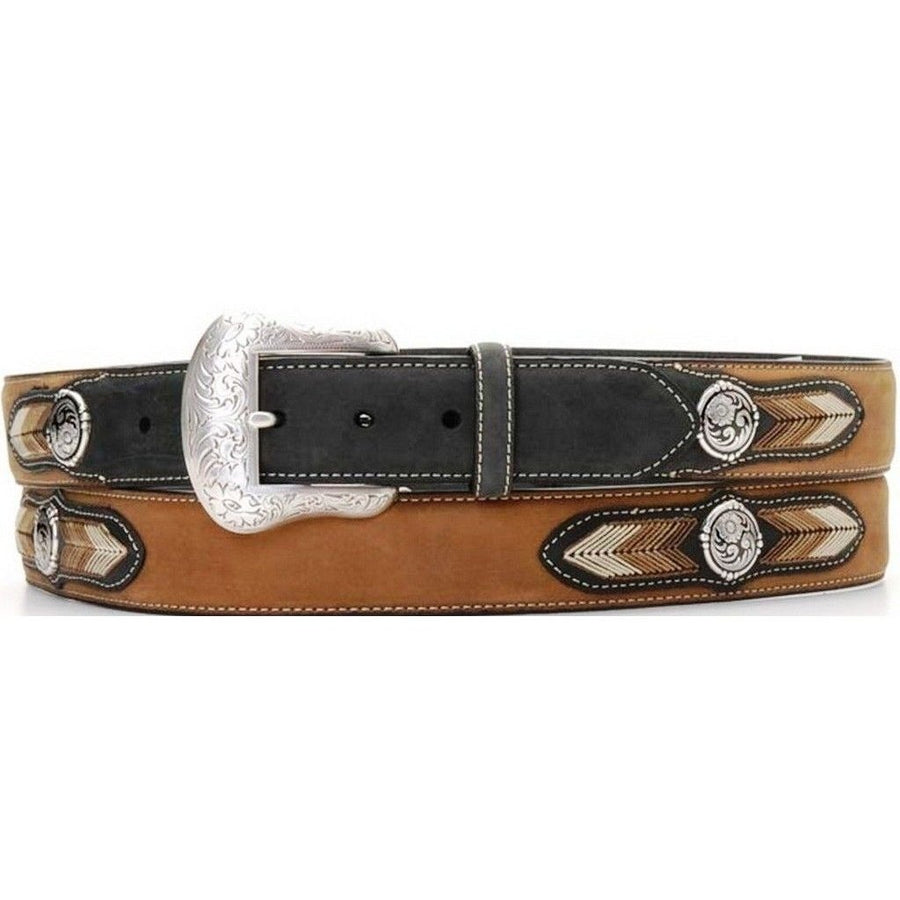 Nocona Western Belt Mens Leather Laced Conchos Coffee Black N2441601 Image 1