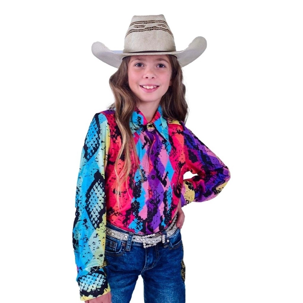 Cowgirl Tuff Western Shirt Girls Snakeskin Button L/S Specialty F00515 Image 1