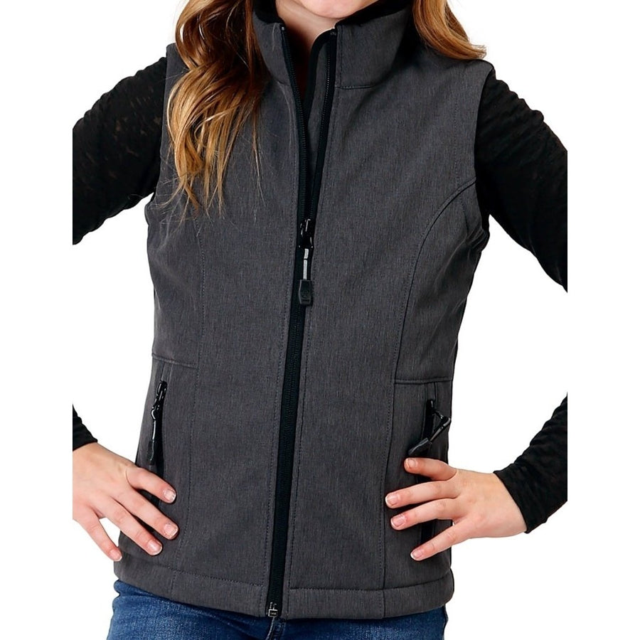 Roper Western Vest Girls Softshell Zip Logo Gray 03-298-0781-6144 GY Image 1