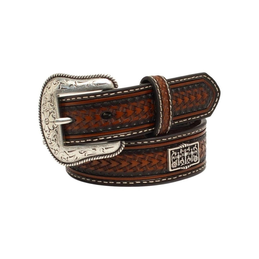 Nocona Western Belt Boys Stained Edges Embossed Cross Concho N4440602 Image 1