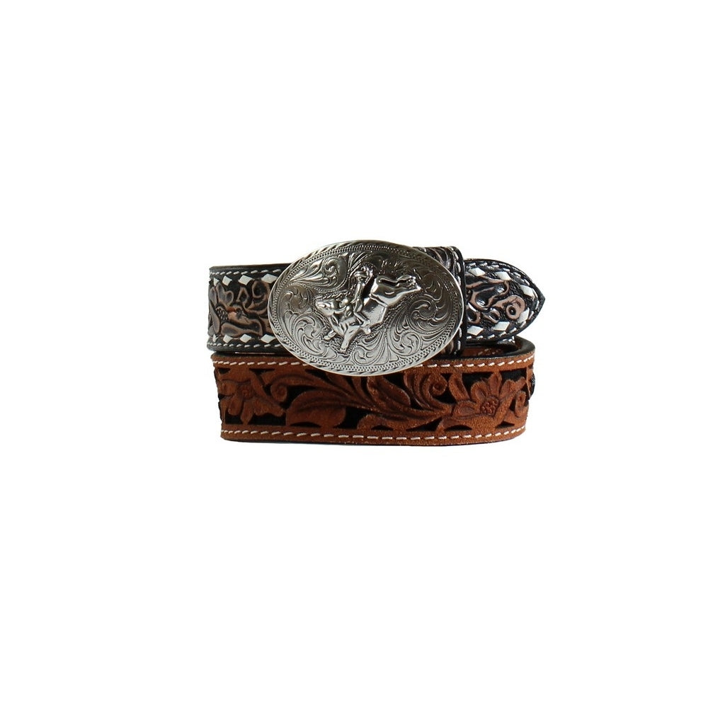 3D Western Belt Boys Floral Tooled Buck Lace Roughout D120002702 Image 1