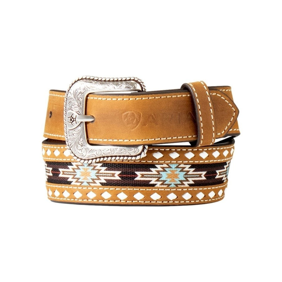 Ariat Western Belt Boys Southwest Fabric Inlay Diamond Brown A1308002 Image 1