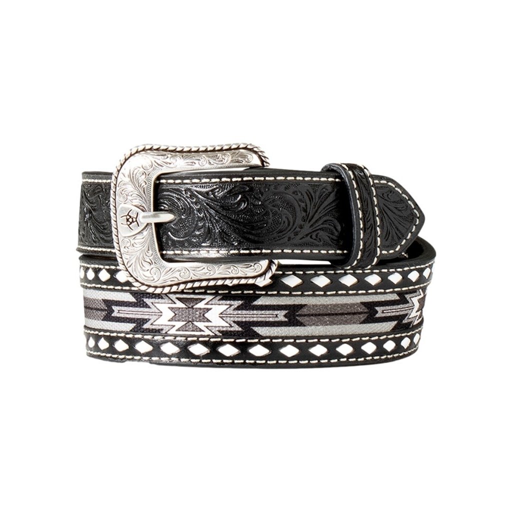 Ariat Western Belt Boys Southwest Fabric Inlay Diamond Black A1308101 Image 1