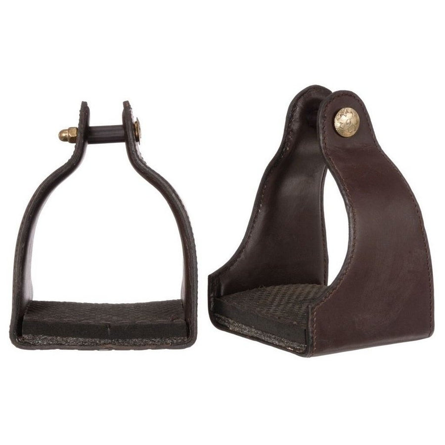 Tough 1 Stirrups Leather Covered Padded Endurance 4 1/2 Tread 57-99505 Image 1