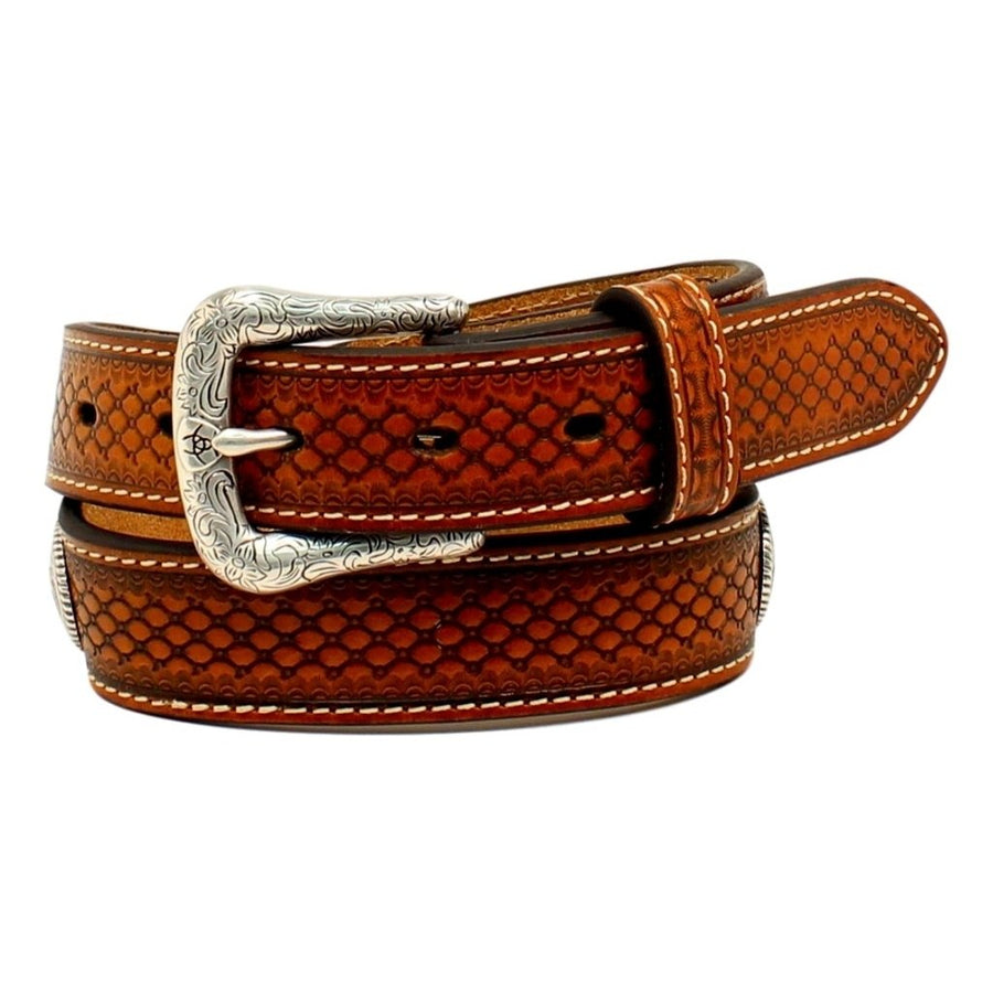 Ariat Western Belt Boys Basketweave Beaded Inlay Natural A1301448 Image 1