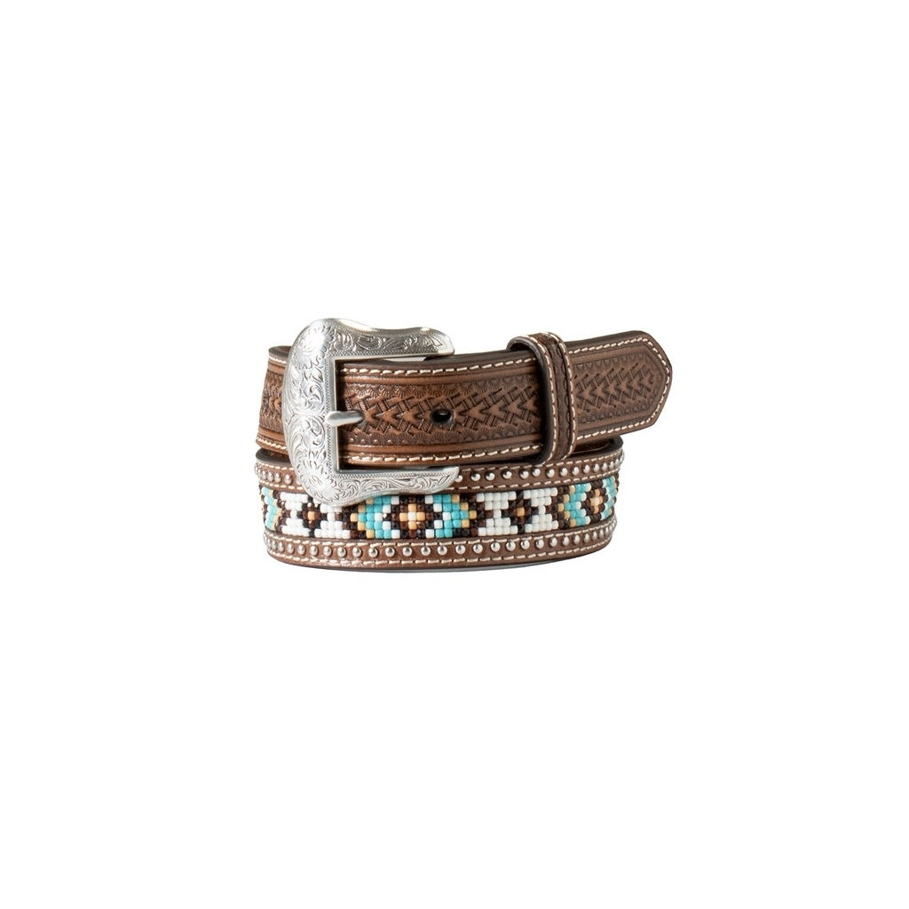 Nocona Western Belt Boys Basketweave Beaded Inlay Brown N4442502 Image 1