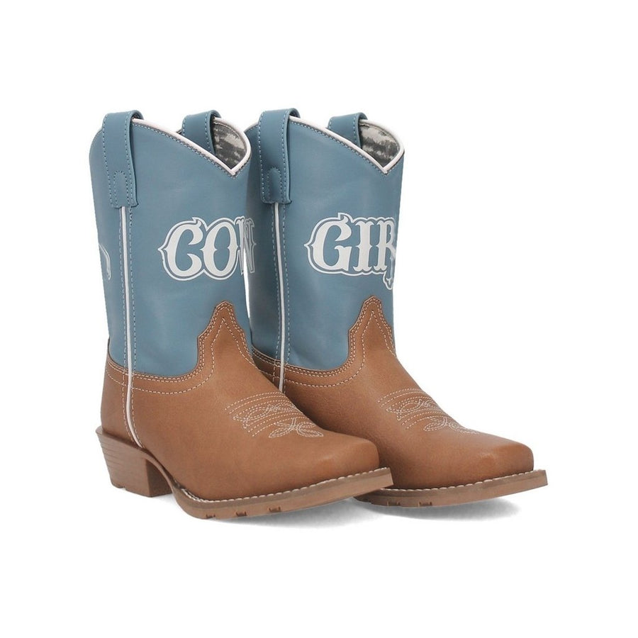 Laredo Western Boots Girls Little Cowgirl 8" Shaft Tan Blue LC2576 Image 1