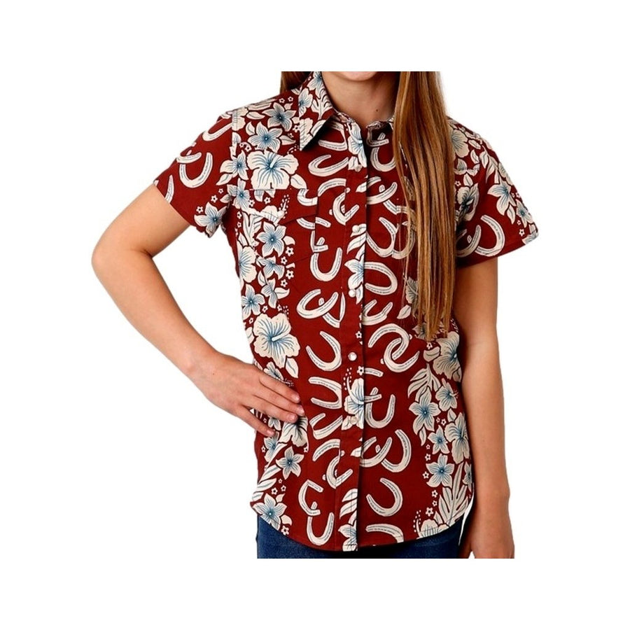 Roper Western Shirt Girls S/S Tropical Snap Red 03-081-0064-0300 RE Image 1