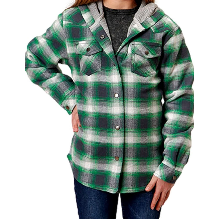 Roper Western Jacket Girls Flannel Plaid Green 03-298-0119-2692 GR Image 1