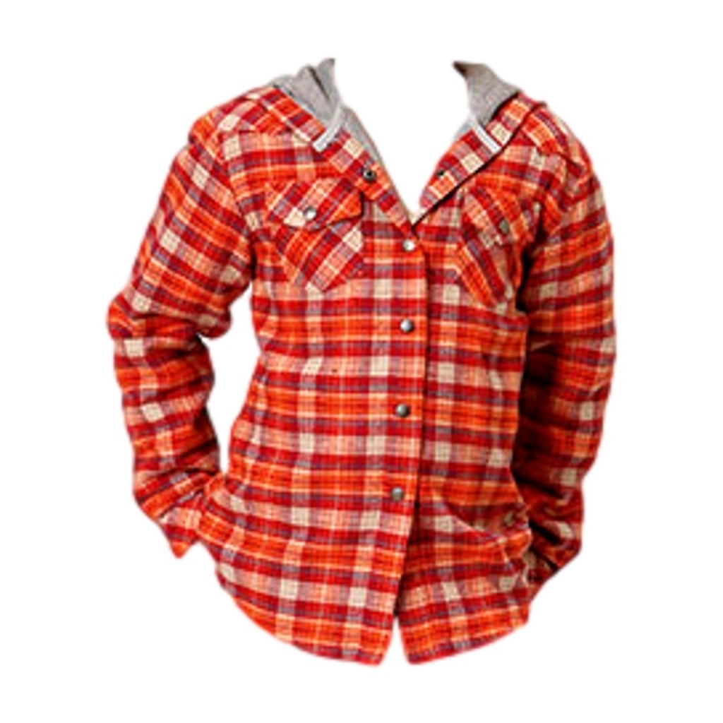 Roper Western Jacket Girls Flannel Plaid Orange 03-298-0119-4692 OR Image 1