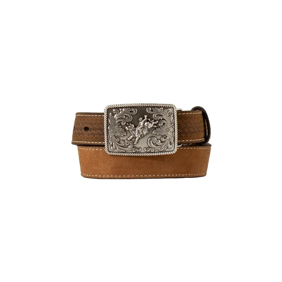 3D Western Belt Boys Basketweave Tabs Bull Rider Buckle D120004044 Image 1