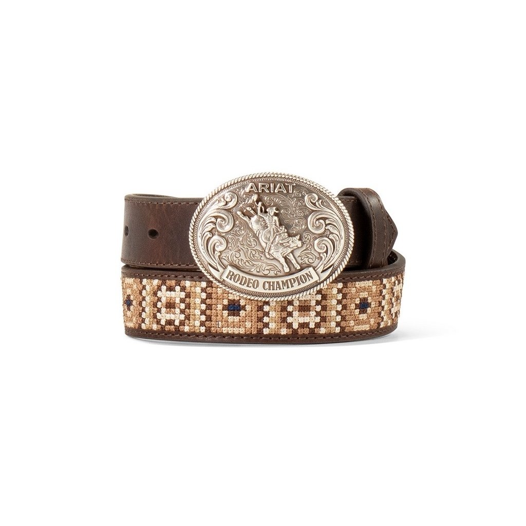 Ariat Western Belt Boys Rattlesnake Trophy Buckle Brown A1308402 Image 1