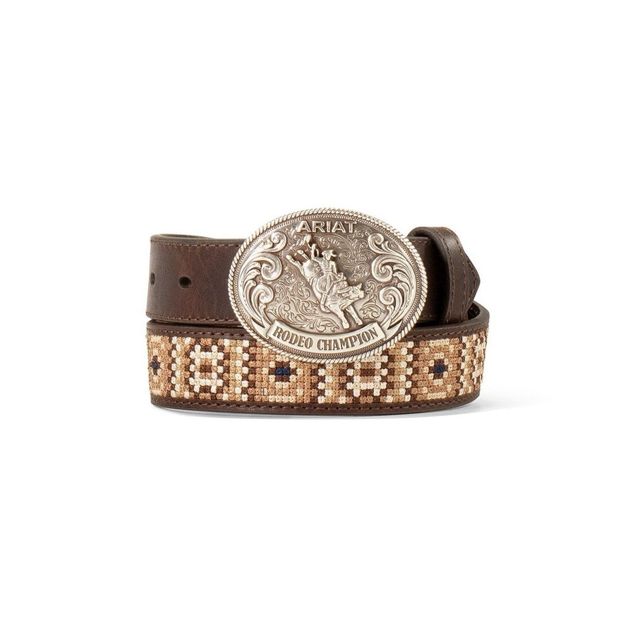 Ariat Western Belt Boys Rattlesnake Trophy Buckle Brown A1308402 Image 1