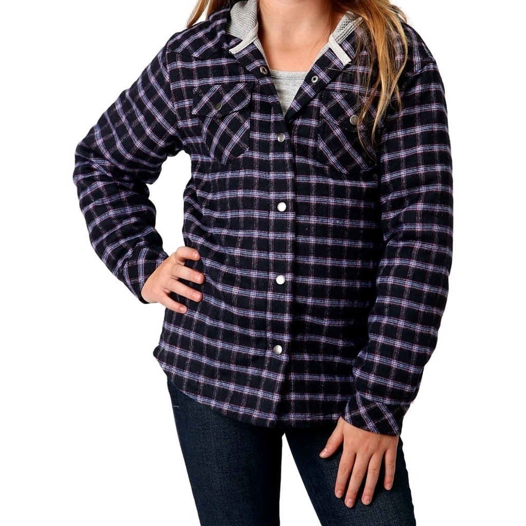 Roper Western Jacket Girls Flannel Snap Blue 03-298-0119-3697 BU Image 1