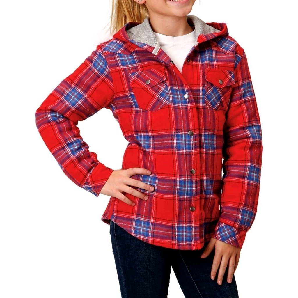 Roper Western Jacket Girls Flannel Snap Hood Red 03-298-0119-2697 RE Image 1