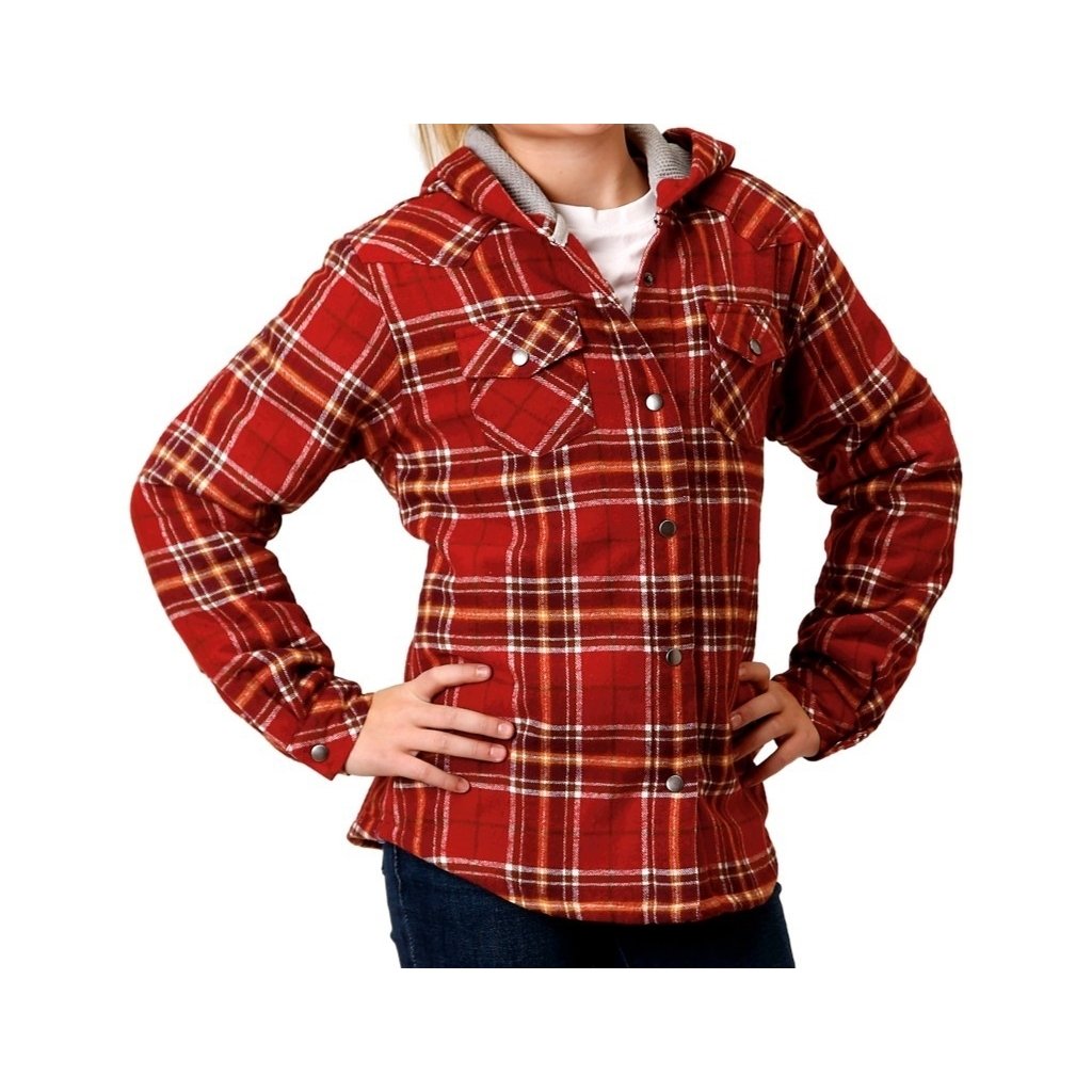 Roper Western Jacket Girls Flannel Hood Rust 03-298-0119-4697 RT Image 1