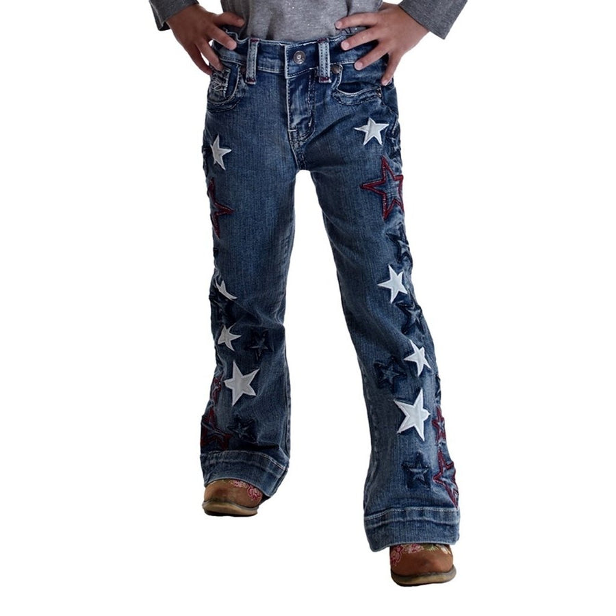 Cowgirl Tuff Western Jeans Girls Star Embroidery Med Wash GJSTAQ Image 1