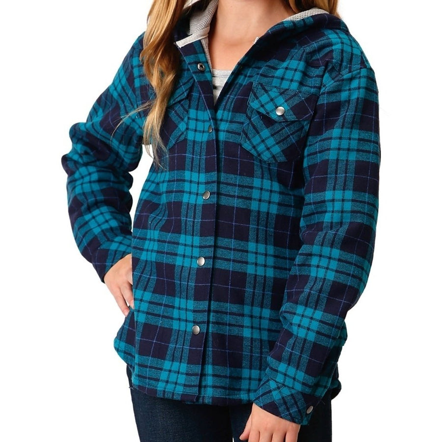 Roper Western Jacket Girls Thermal Flannel Blue 03-298-0119-5697 BU Image 1