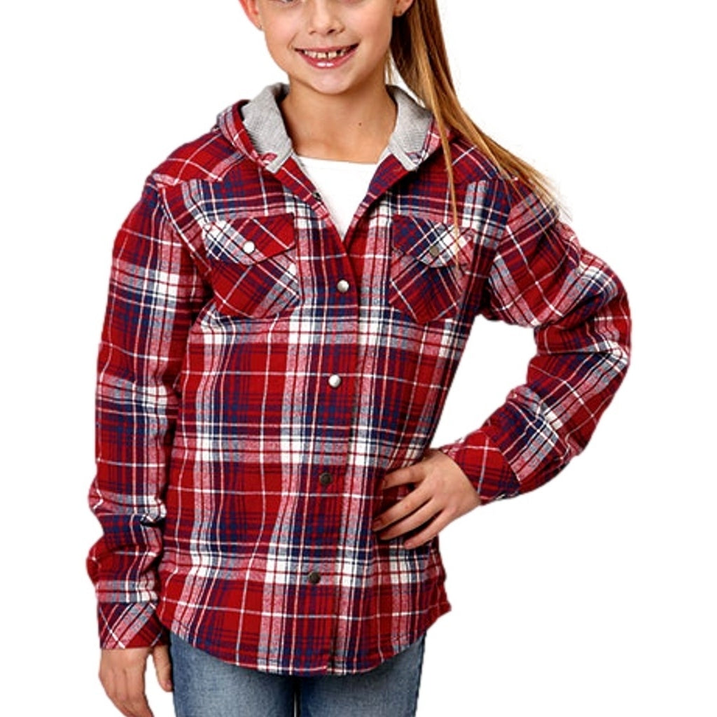 Roper Western Jacket Girls Flannel Plaid Wine 03-298-0119-5695 WI Image 1