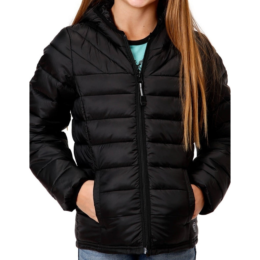 Roper Western Jacket Girls Quilted Zip Black 03-298-0693-6137 BL Image 1