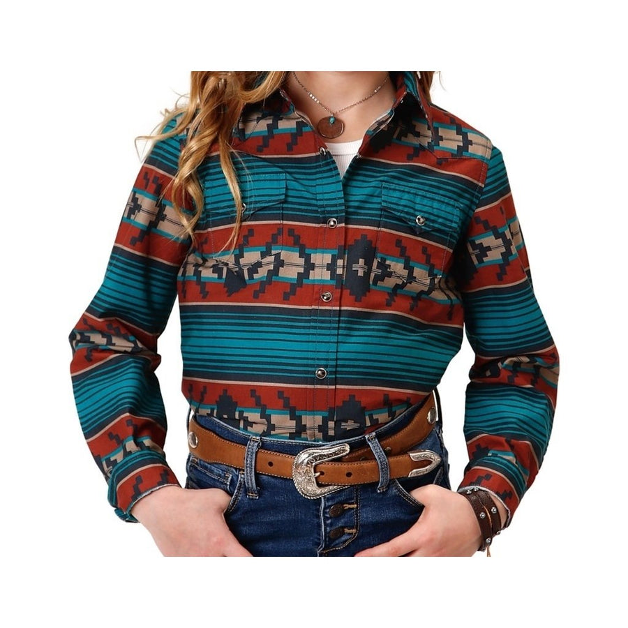 Roper Western Shirt Girls L/S Aztec Snap Rust 03-080-0067-1012 RT Image 1