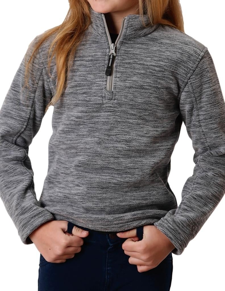 Roper Western Jacket Girls Micro Fleece Zip Gray 03-298-0692-6117 GY Image 1