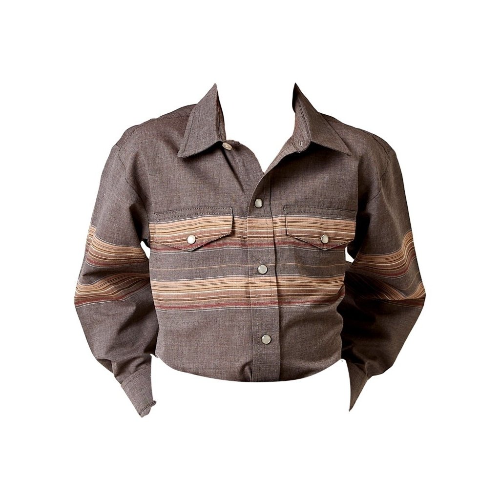 Roper Western Shirt Boys L/S Border Stripe Gray 01-030-0043-0367 GY Image 1