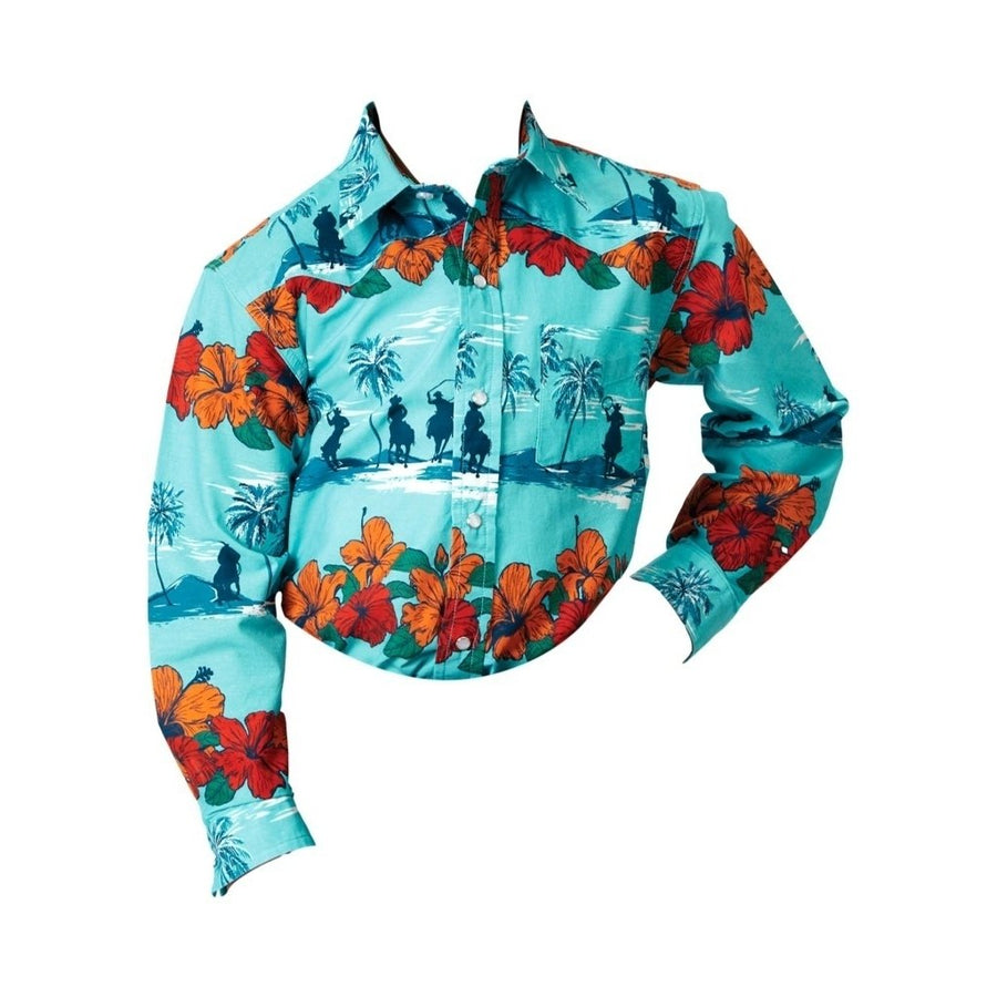 Roper Western Shirt Boys L/S Hawaiian Print Blue 03-030-0064-0318 BU Image 1