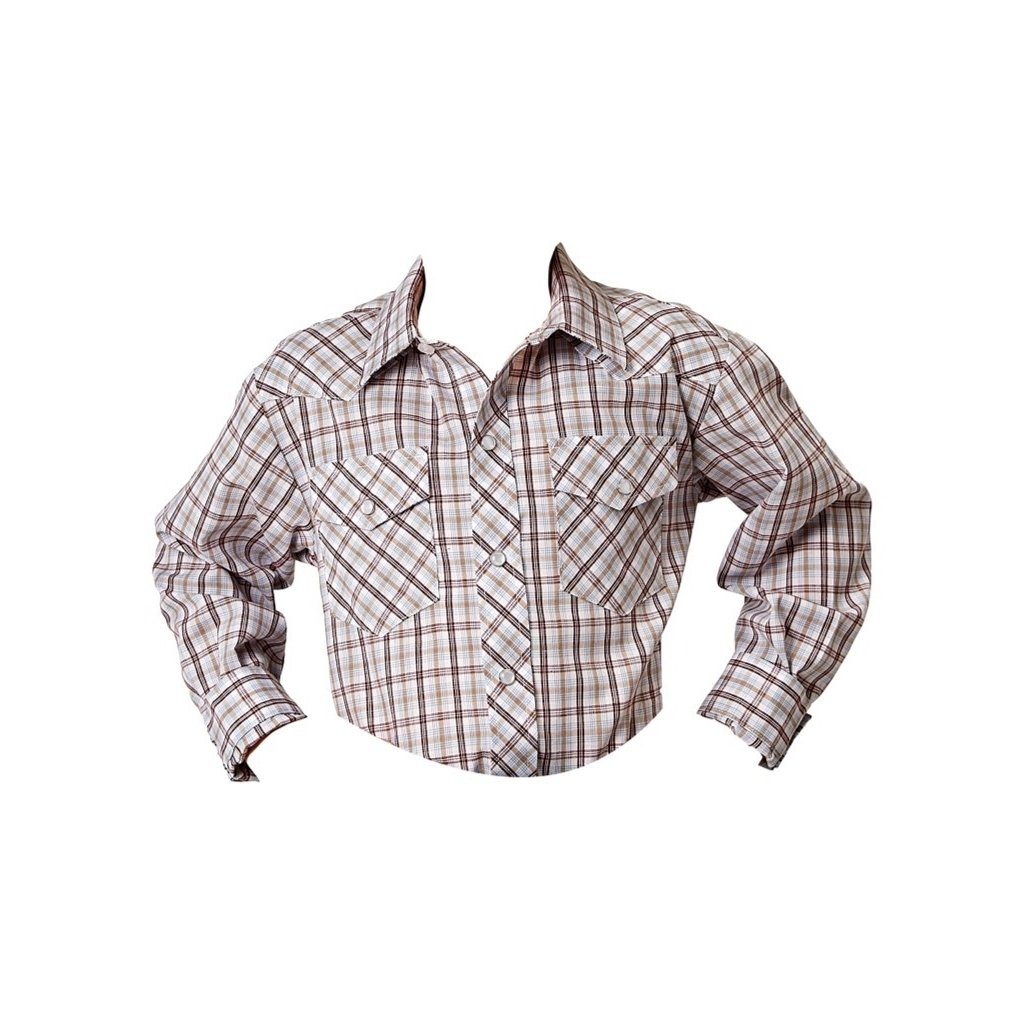 Roper Western Shirt Boys L/S Vintage Plaid Cream 01-030-0101-3002 WH Image 1