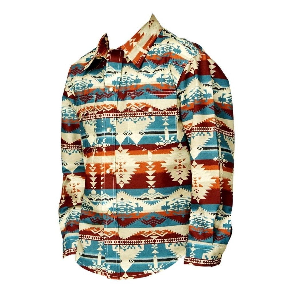 Roper Western Shirt Boys L/S Aztec Stripe Wine 03-030-0482-0466 WI Image 1