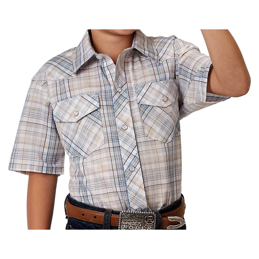 Roper Western Shirt Boys Plaid Snap S/S Multi 01-031-0101-3009 MU Image 1