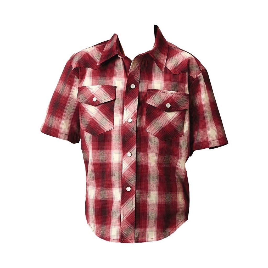 Roper Western Shirt Boys S/S Plaid Snap Red 01-031-0101-3007 RE Image 1